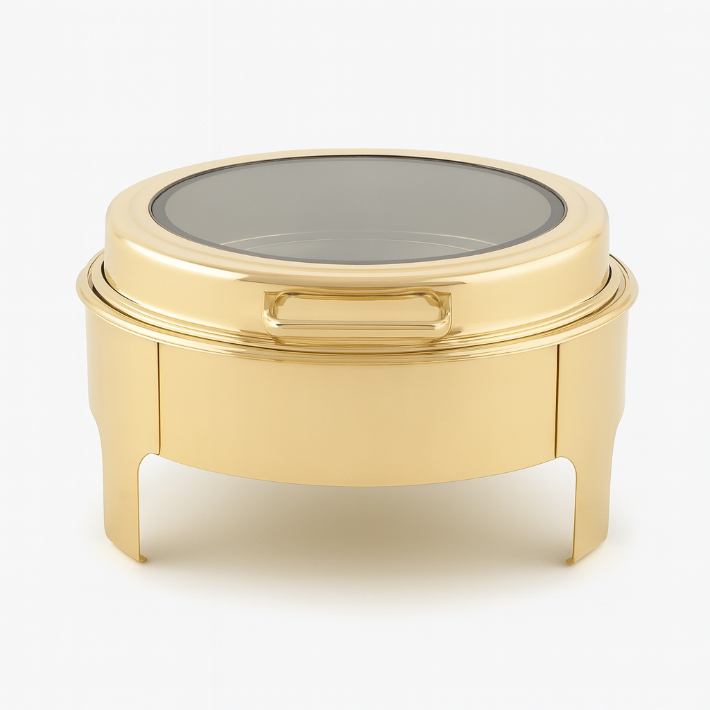 Crystal Crown Line - Round Chafing Dish - Gold - 6L