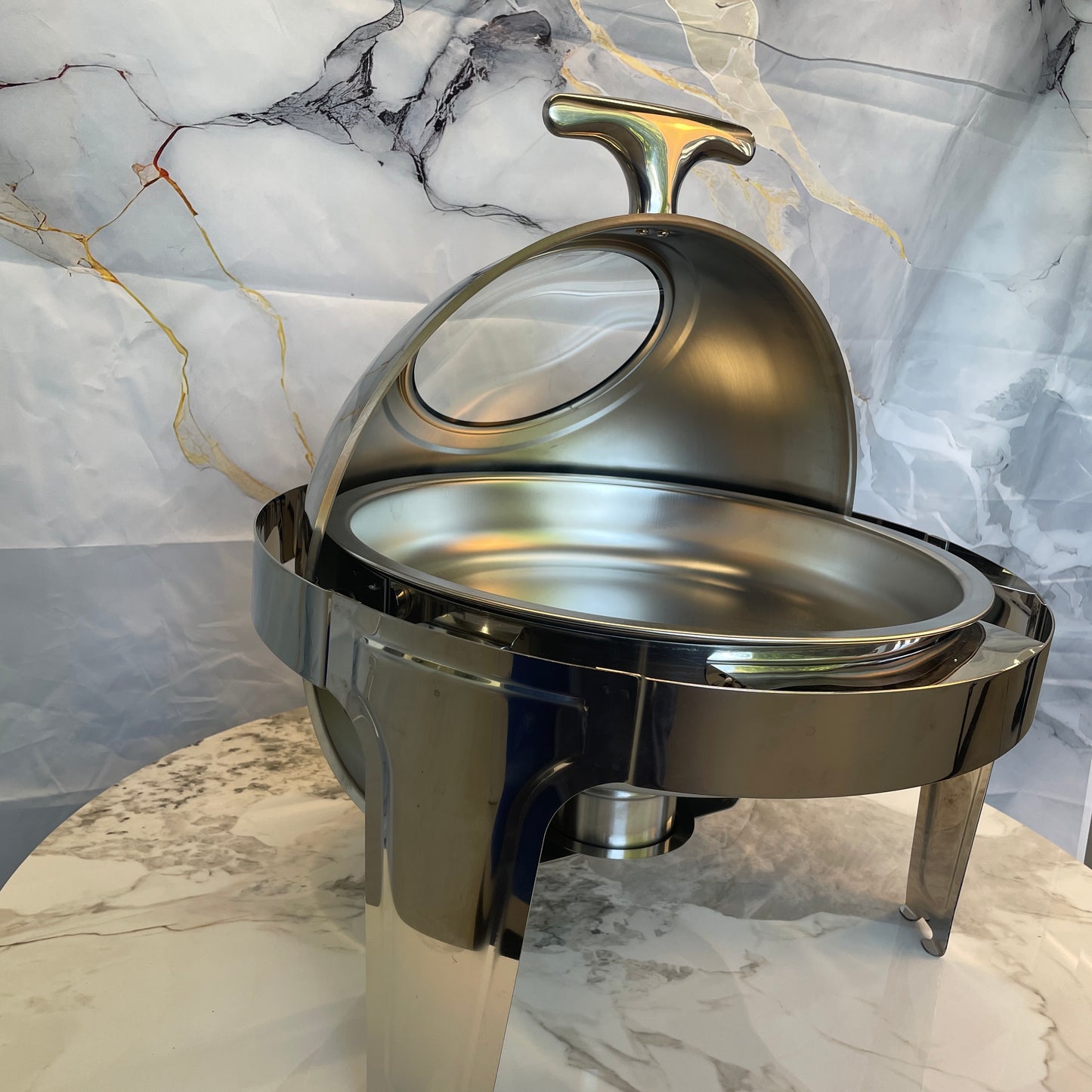 Rolling Top Line - Round Chafing Dish - Silver - 6L