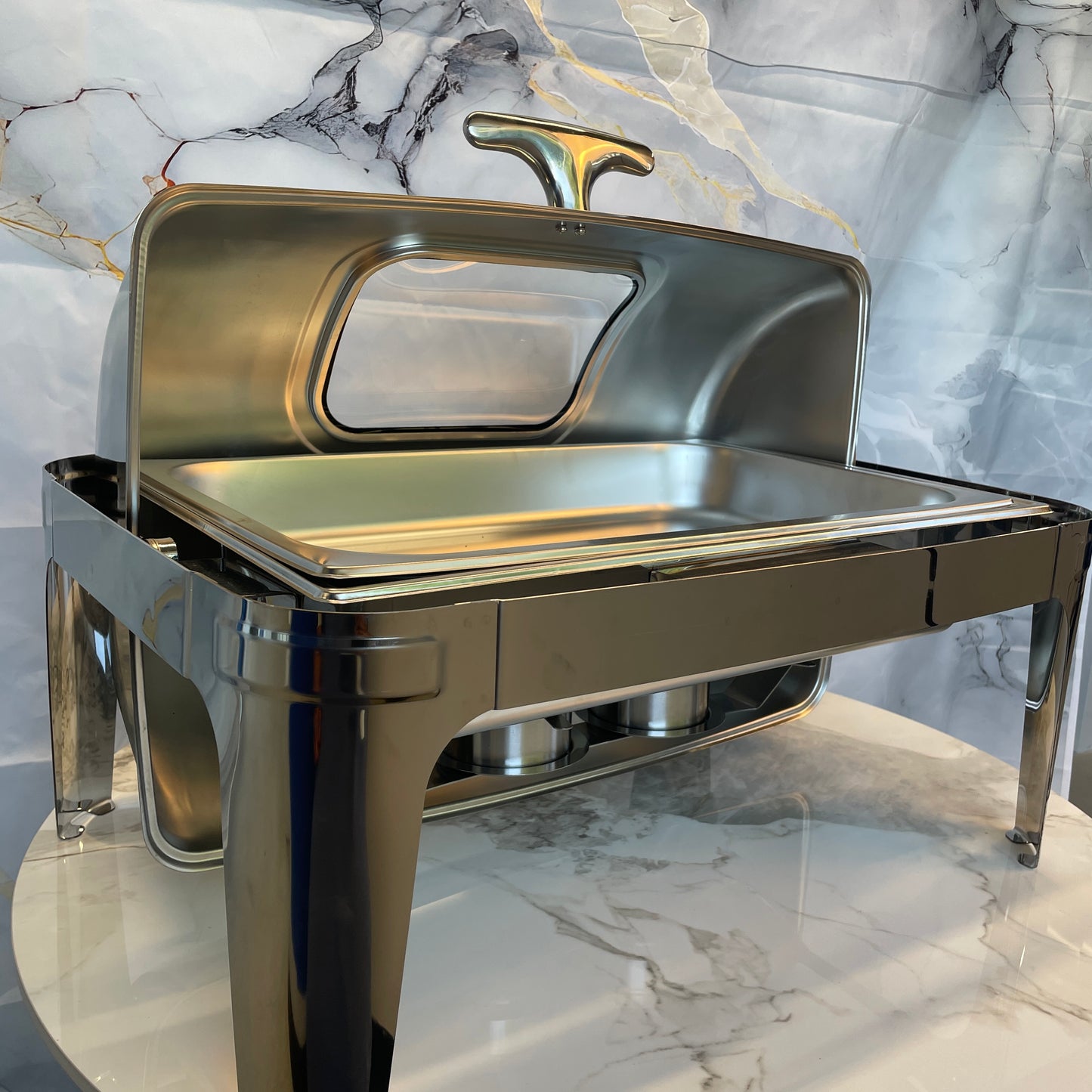 Rolling Top Line - Rectangle Chafing Dish - Silver - 9L