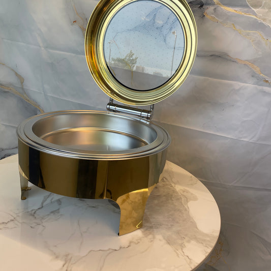 Crystal Crown Line - Round Chafing Dish - Gold - 6L