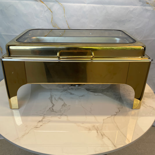 Crystal Crown Line - Rectangle Chafing Dish - Gold - 9L