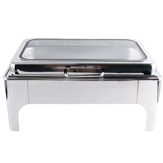 Crystal Crown rectangle chafing dish in silver, 9 litre, glass lid