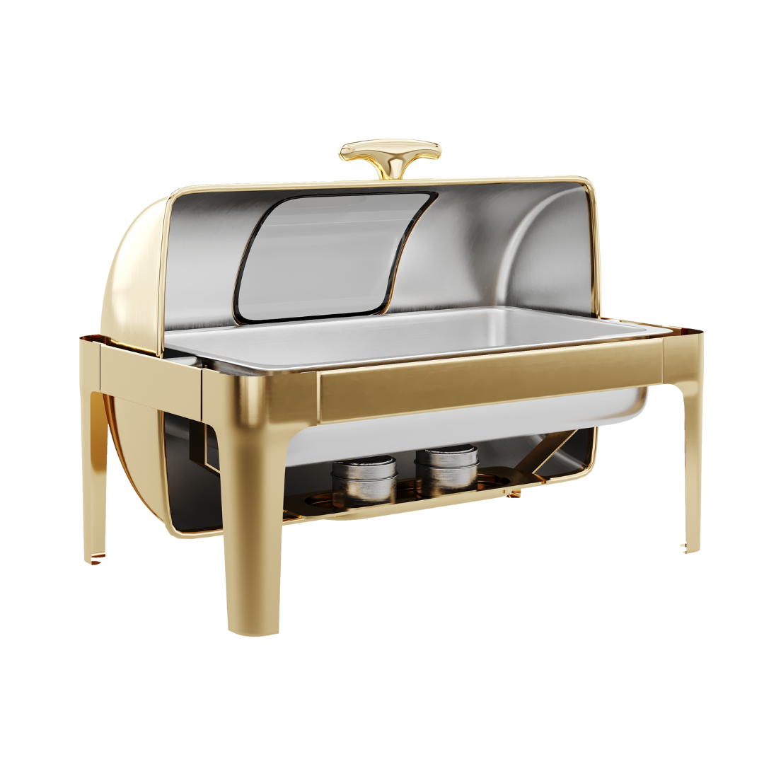 Rolling Top Line - Rectangle Chafing Dish - Gold - 9L