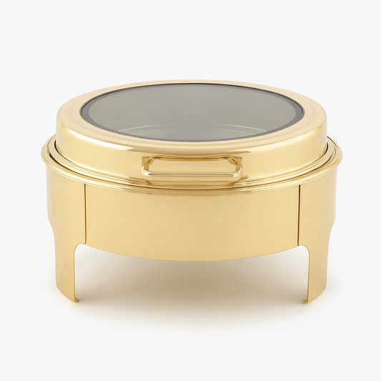Crystal Crown Line - Round Chafing Dish - Gold - 6L