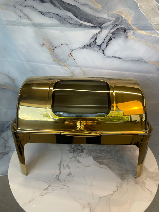 Rolling Top Line - Rectangle Chafing Dish - Gold - 9L