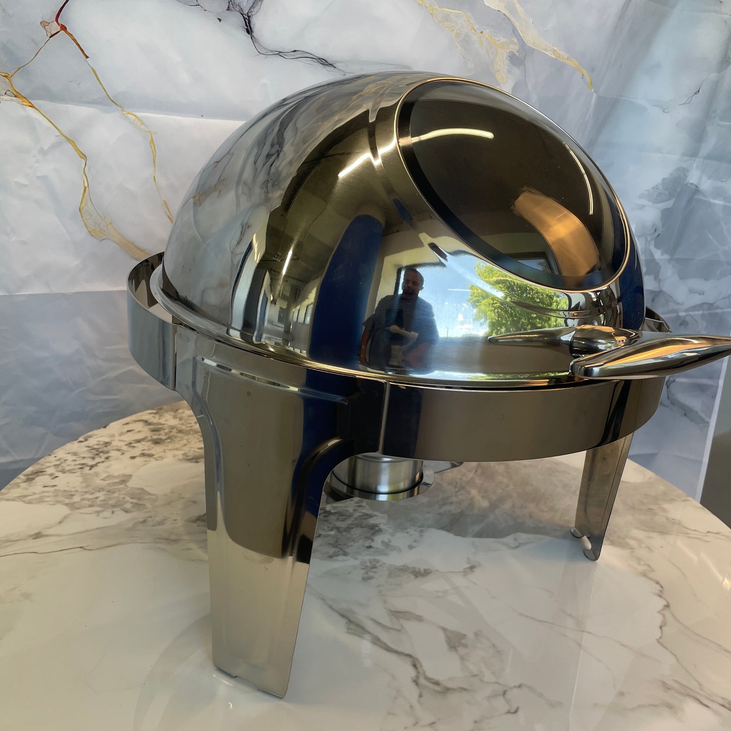 Rolling Top Line - Round Chafing Dish - Silver - 6L