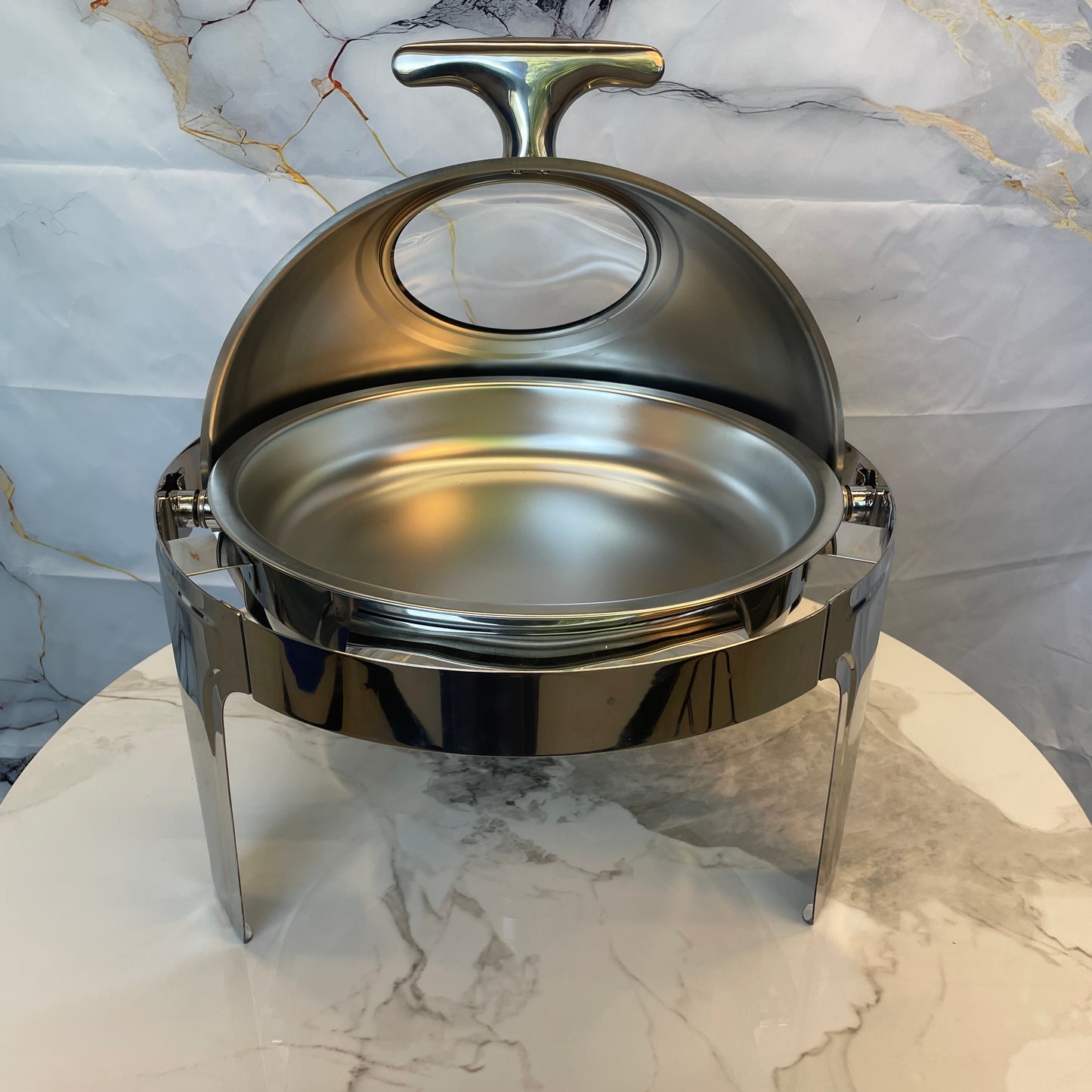 Rolling Top Line - Round Chafing Dish - Silver - 6L