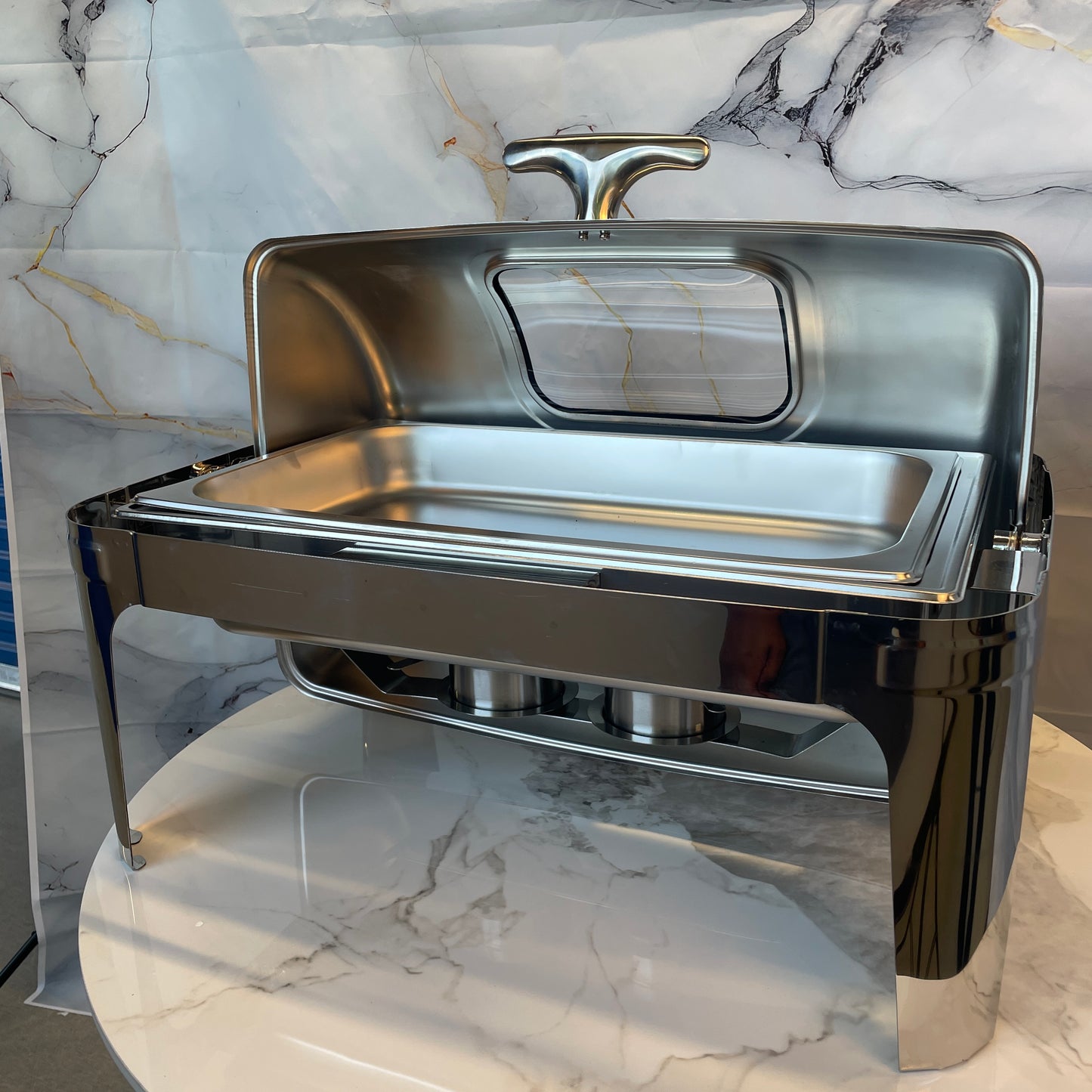 Rolling Top Line - Rectangle Chafing Dish - Silver - 9L