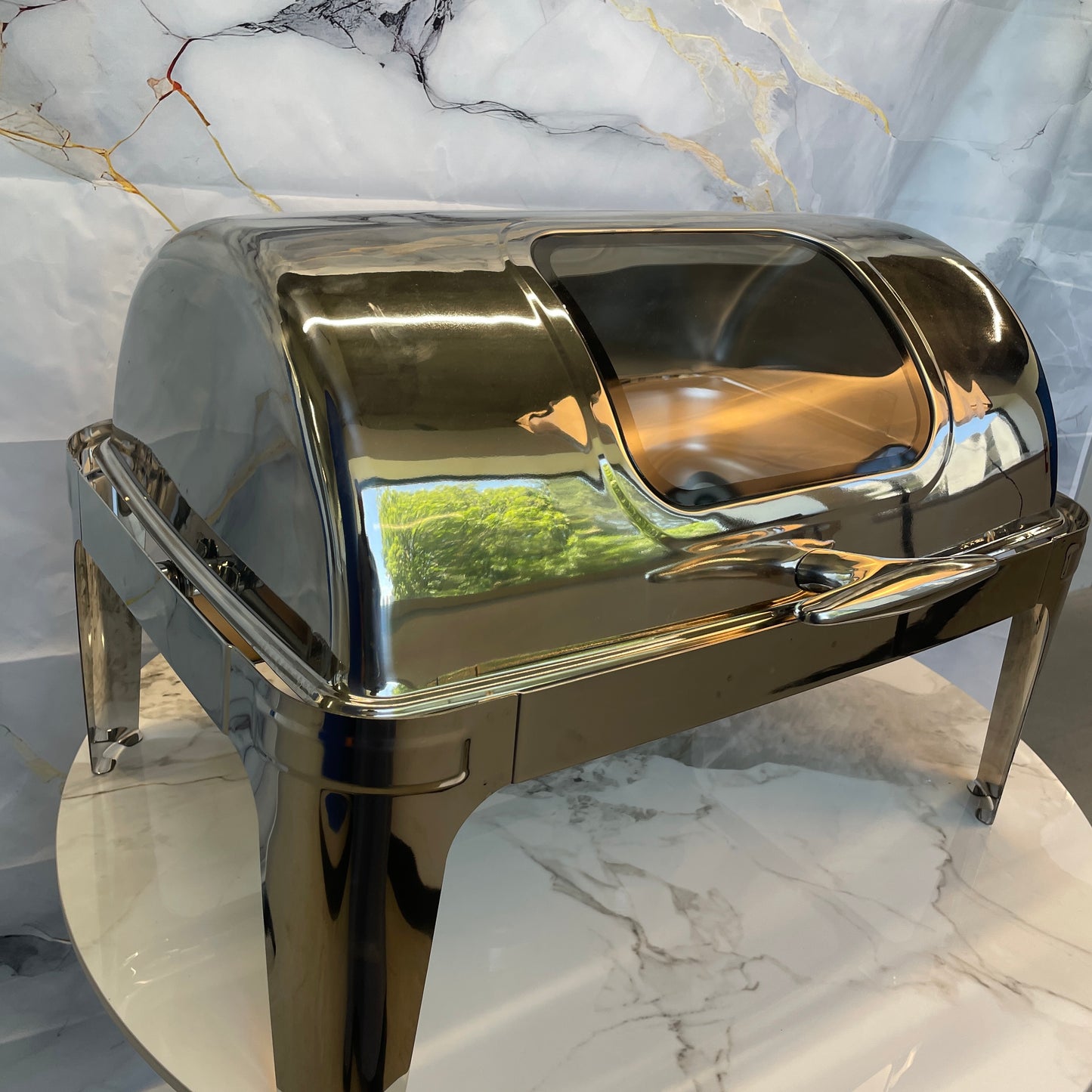 Rolling Top Line - Rectangle Chafing Dish - Silver - 9L