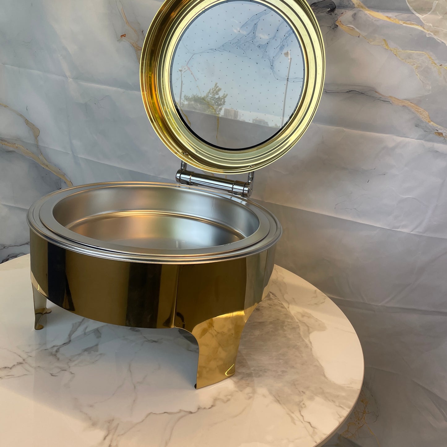 Crystal Crown Line - Round Chafing Dish - Gold - 6L