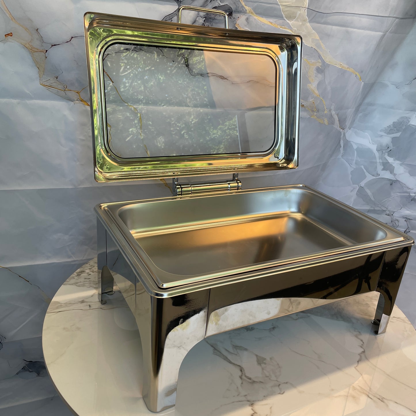 Crystal Crown Line - Rectangle Chafing Dish - Silver - 9L