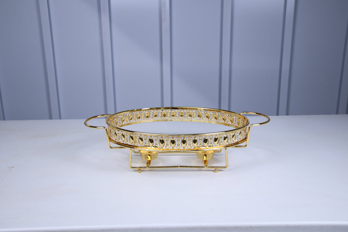 Crystal Clear home chafing dish without the lid, showing the glass dish