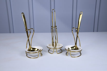 Gold Tongs & Utensil Holder