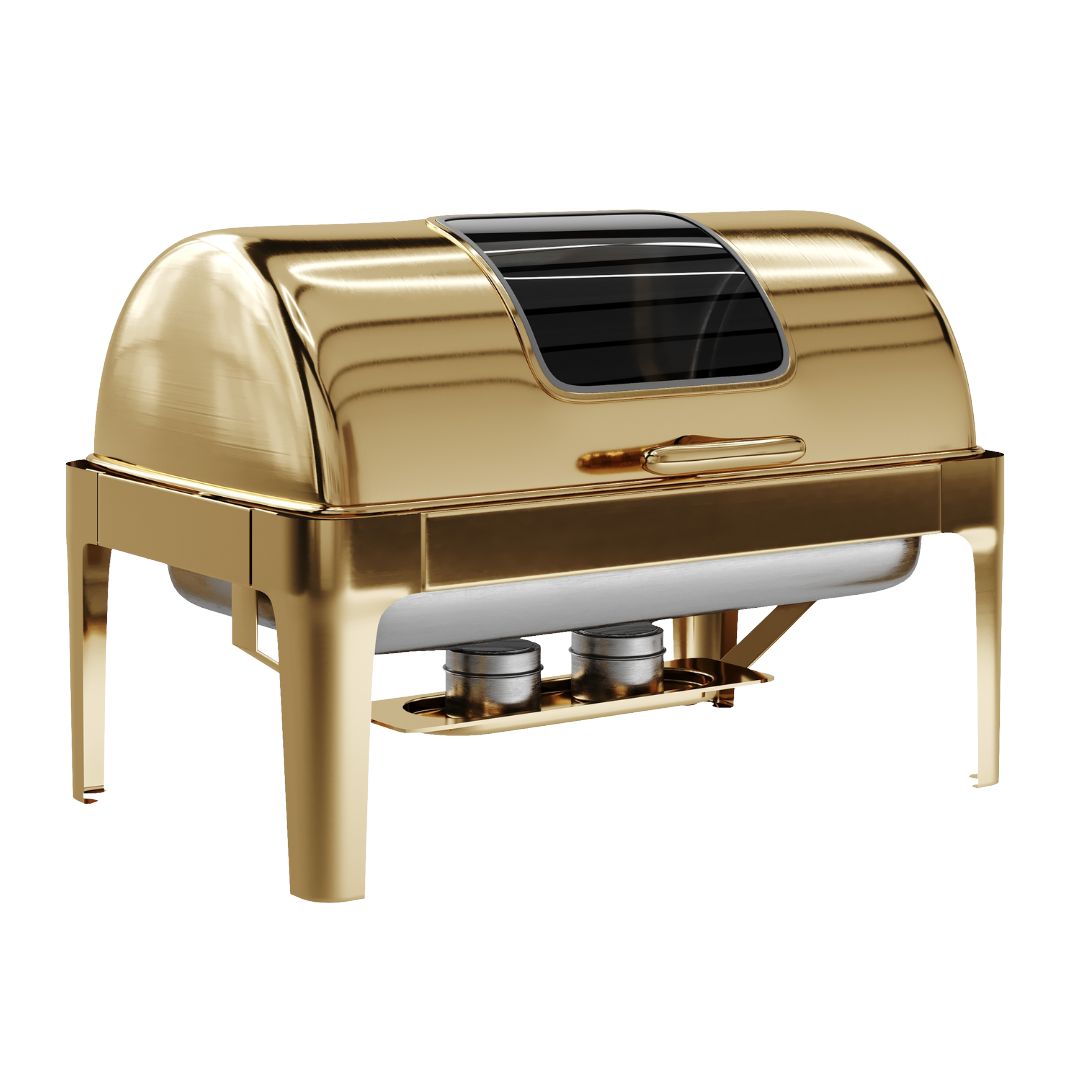 Rolling Top Line - Rectangle Chafing Dish - Gold - 9L