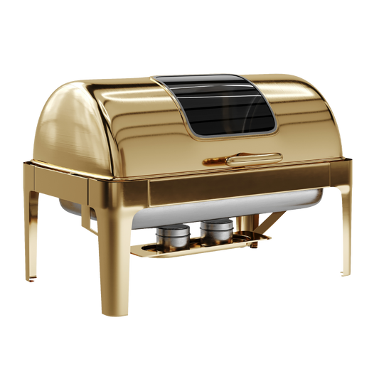 Rolling Top Line - Rectangle Chafing Dish - Gold - 9L