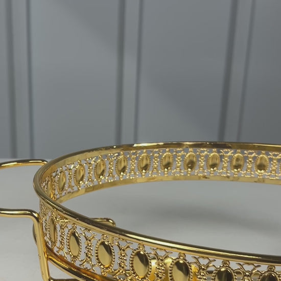 Video: gold oval Crystal Clear home chafing dish frame