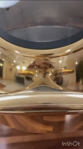 Video: gold Rolling Top chafing dish lid handle close-up