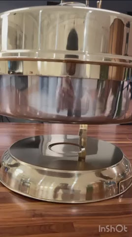 Video: gold Rolling Top round chafing dish lid and base